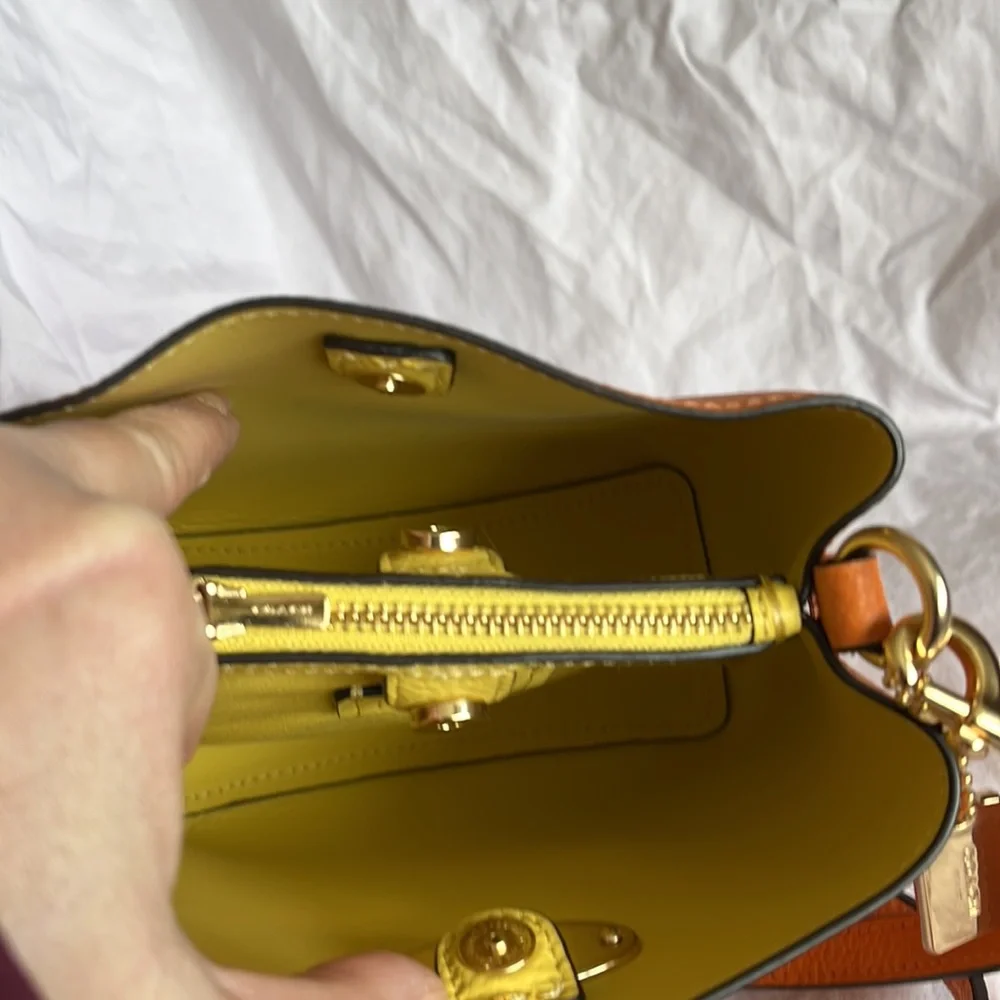 Coach Mini Town Candied Orange Crossbody Bag with Original & Floral Pink Strap - Picture 10 of 10